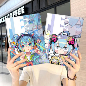 初音未来华为平板matepad11保护套v8pro壳带笔槽7荣耀8畅享2三折vivo适用oppo小米6外套5pro六红米pad二次元