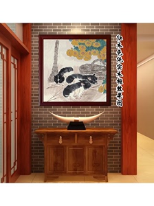 中式动物生肖猪画海报诸事如意客厅玄关装饰挂画家用招财风水贴画