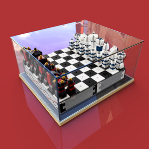 LEGO国际象棋40174亚克力展示盒黑白创意积木模型收纳透明防尘罩