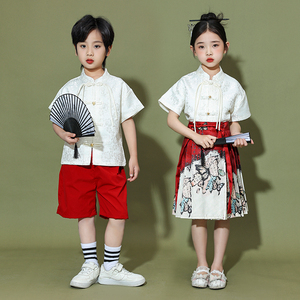六一汉服男童合唱团服女童中国风幼儿园啦啦队演出服马面裙儿童装