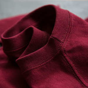 210g酒红色精梳棉纯色T恤 纯棉圆领打底衫简约上衣男女品质基础款
