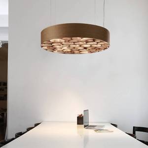 设计师客厅吊灯北欧圆形艺术创意个性复古高级感木皮温馨卧室主灯