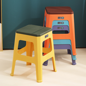 塑料凳子套装时尚餐椅客厅方凳防滑塑胶板凳家用加厚成人双色高凳