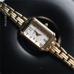 《交织银杏》日本方形格纹手表高级感复古简约气质石英小金表