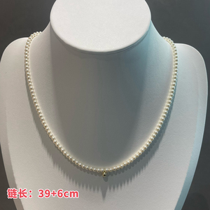 欧比雅比小金珠吊坠贝珠珍珠项链~总长约39+6cm，珠珠3mm