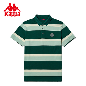 卡帕KappaPOLO衫新款夏男运动T恤美式复古半袖条纹图案休闲短袖