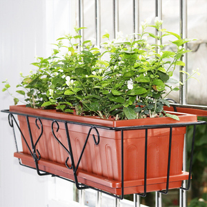 阳台栏杆花架挂式长方形种菜花盆简约铁架悬挂阳台种菜草莓盆挂架