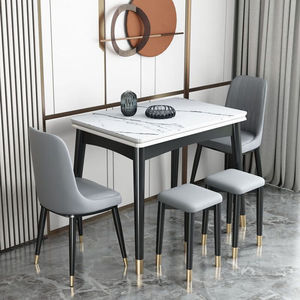 罗籍莫2023新款意式岩板折叠餐桌椅组合家用小户型伸缩简约实木长