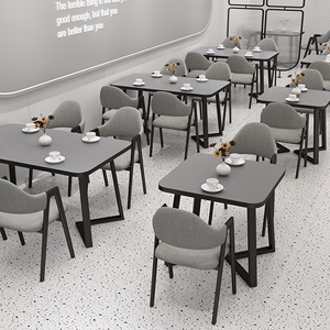 网红快餐桌椅组合一桌四椅长方形早餐小吃店食堂简约桌子餐饮商用