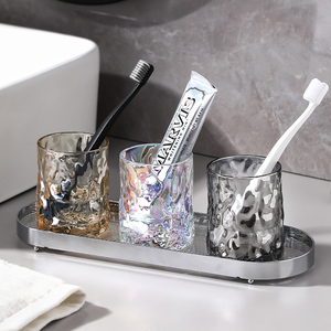 高颜值洗漱套装卫生间刷牙杯子家用高档玻璃漱口杯牙杯牙刷置物架
