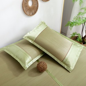 草席枕套夏季枕头套单人蔺草枕席加厚枕片枕套绿色 45cmX74cm