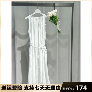 令麦檬商场同款2024春夏白色天丝无袖吊带连衣裙女裙子5F4191941