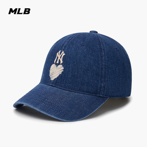 MLB官方 情侣棒球帽刺绣爱心LOGO牛仔软顶遮阳帽24夏季新款CPH02