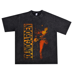 欧美摇滚Soundgarden声音花园乐队水洗做旧T恤短袖宽松纯棉男女