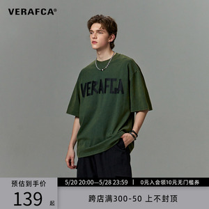 VFC/VERAF CA胶带短袖美式复古水洗t恤肌理感字母胶印做旧设计感