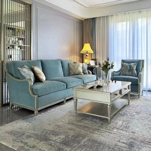 美式沙发轻奢ART莫里印象现代简约雾霾蓝布艺单三人组合客厅家具