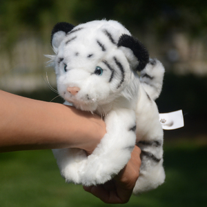 仿真小老虎毛绒公仔动物园玩偶创意冰箱贴可爱磁铁棕色白色虎玩具