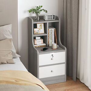 床头柜带锁书架一体简约现代主卧室房间家用小户型多功能置物架子