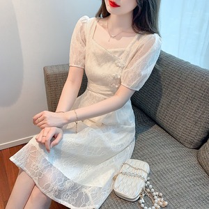 复古旗袍连衣裙女夏季2024新款高级感法式温柔气质白色中长款裙子