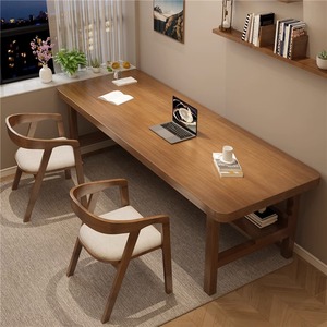北欧全实木书桌简约现代家用学生写字桌卧室办公桌台式实木电脑桌