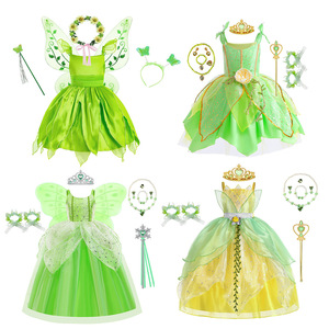 绿色奇妙小叮当精灵仙子儿童公主裙女童cosplay演出服装套装裙子