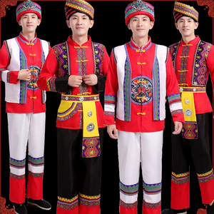 新款民族服装男士壮族纳西族瑶族少数民族刺绣演出服苗族舞蹈服装