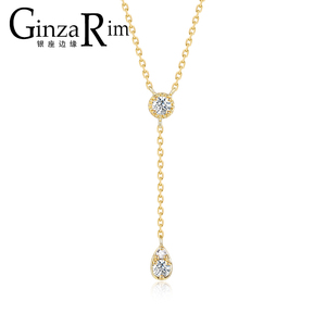 Ginza Rim珠宝18K金钻石项链瑰金锁骨项链女士白金黄金超闪Y型