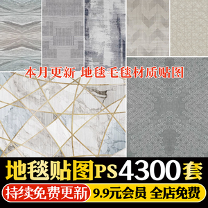 简约高清PS肌理图案客厅3d无缝地毯毛毯材质su贴图库3dmax素材