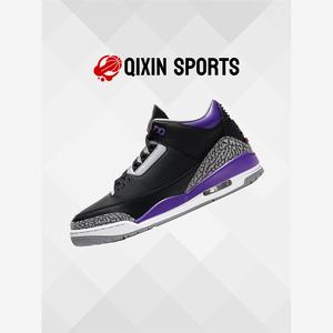 耐克Air Jordan 3 AJ3黑紫色爆裂纹复古休闲运动篮球鞋CT8532-050