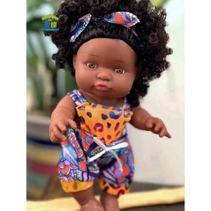 25厘米黑人娃娃非洲仿真娃娃婴儿公仔可入水洗澡赠梳子