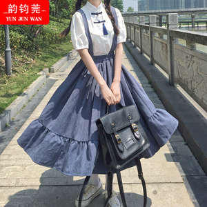 日系可爱长裙子少女生夏天2024年新款初中高中学生背带连衣裙套装