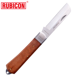 罗宾汉电工刀剥皮刀电线刀直刀弯刀不锈钢原木手柄REK-100REK-200