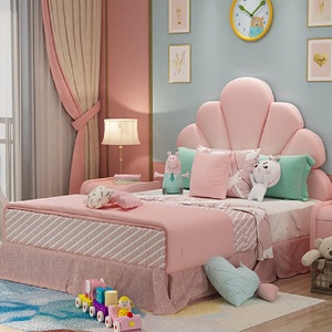 美式梦幻儿童床头板公主床粉色欧式女孩床现代简约卧室少女床头板