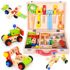 木制儿童工具箱修理箱仿真维修工具拧螺丝螺母组合拆装玩具套装