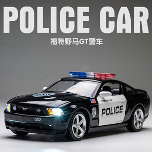 彩珀福特野马GT警车合金车模仿真美国警车汽车模型儿童警车玩具车