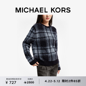 【2件85折】MICHAEL KORS 女士羊毛混纺格纹毛衣上衣