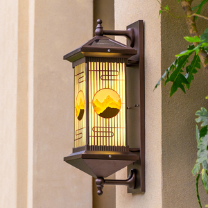 太阳能户外LED防水中式壁灯别墅花园景观庭院灯大门口阳台露台灯