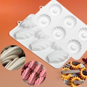 6连萨瓦林玛德琳慕斯模具 螺旋形贝壳形戚风蛋糕烘焙硅胶模