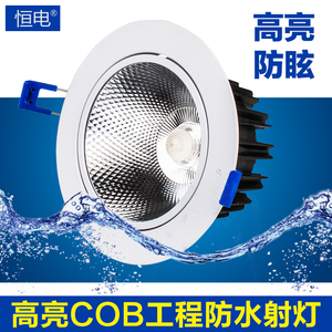 LED射灯 防水防潮嵌入式暗装开孔7.5COB筒灯浴室卫生间户外灯具