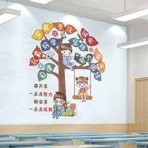 小学教室装饰文化墙贴纸班级建设布置用品一年级教育培训机构标语