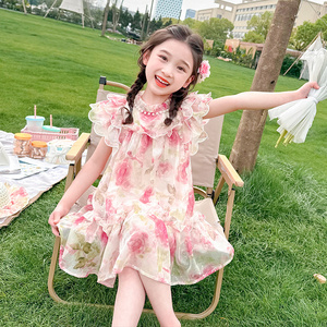 女童夏季连衣裙2024新款洋气时髦儿童女宝宝夏装甜美花仙子公主裙