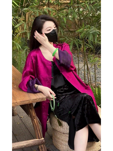 今年流行漂亮新中式国风火龙果色上衣高级感独特超好看春季外套女