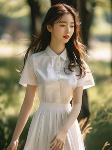 白色衬衫连衣裙2024新款名媛女装夏天高级感法式小众森系漂亮初恋