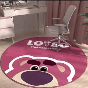 圆形毯衣帽间卡通粉色草莓熊试衣镜电脑椅防滑地垫吊篮吊椅圆垫
