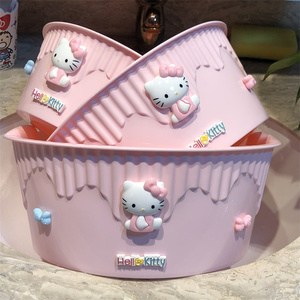 卡通kitty婴儿洗脸盆家用加厚塑料盆3件套宝宝儿童面盆成人洗脚盆
