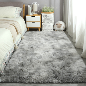 长毛灰色ins地毯卧室床边毯满铺可爱床下长条毯子网红房间拍照毯