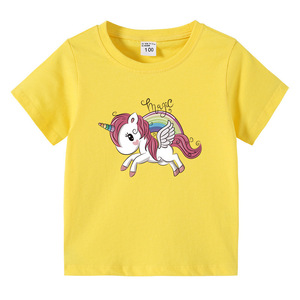 独角兽unicorn衣服童装女孩短袖T恤打底女童纯棉半袖休闲儿童夏季