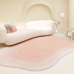冬季奶油风地毯客厅云朵不规则异形高级沙发粉色卧室床边厚绒地垫