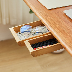 木町办公室桌下抽屉盒收纳神器隐形笔盒木质创意抽拉式杂物小盒子