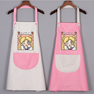 可爱时尚美少女漂亮商用的围裙卡通家用厨房做饭防水美甲定制印字